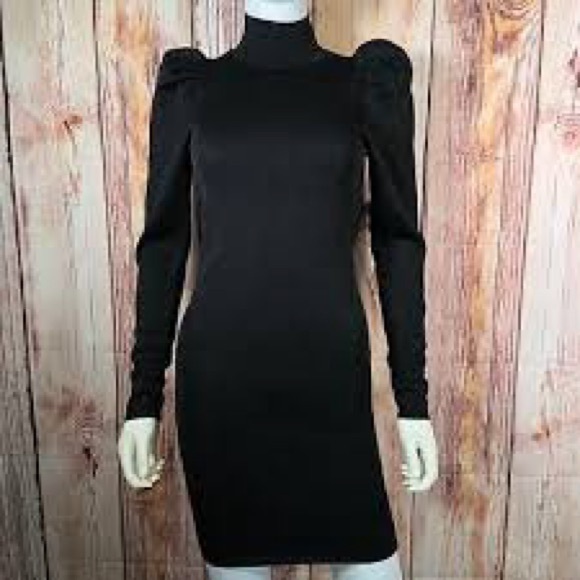 Alice + Olivia Elegant Black Puff Sleeve Dress